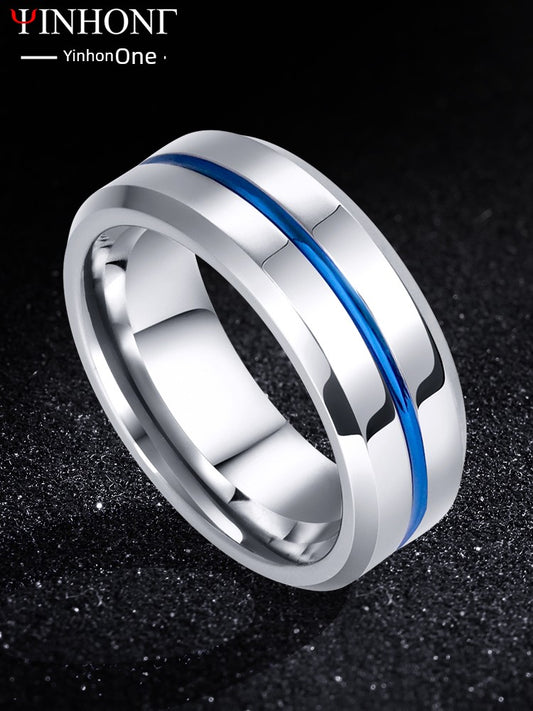 Tungsten Gold Men Ring Trendy Men's Stylish Fancy Single Wide Ring Tungsten Steel Trendy Index Finger Fashion Special-Interest Handsome