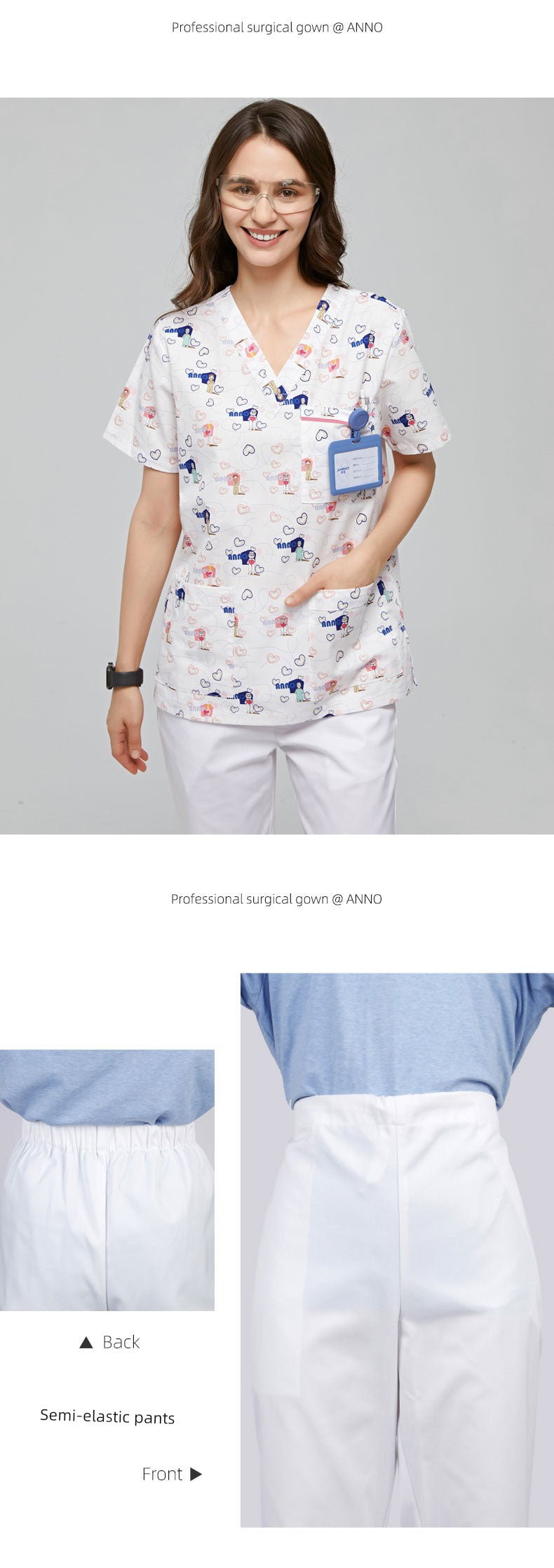 Annuo Printed Nurse Doctor's Pediatric Comfortable Work Clothes