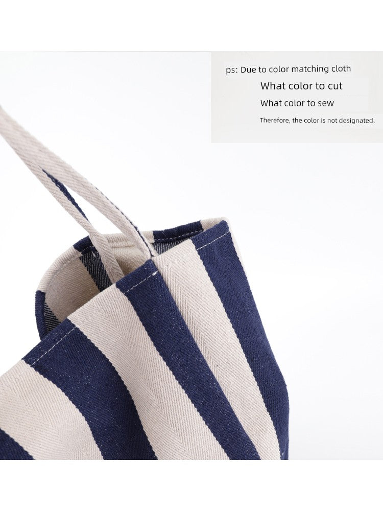 K-style Chic Casual Versatile Contrast Color Striped Tote