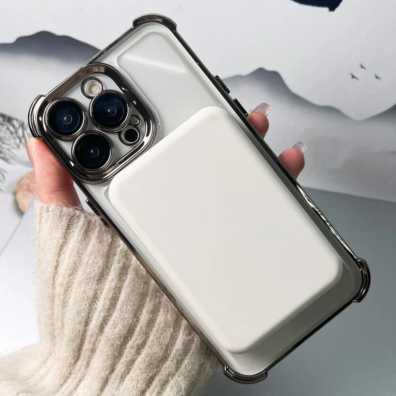 For Magsafe Transparent Phone Case For iPhone 11 12 13 14 15 Pro Max Plus Magnetic Shockproof Camera Protection Clear Cover