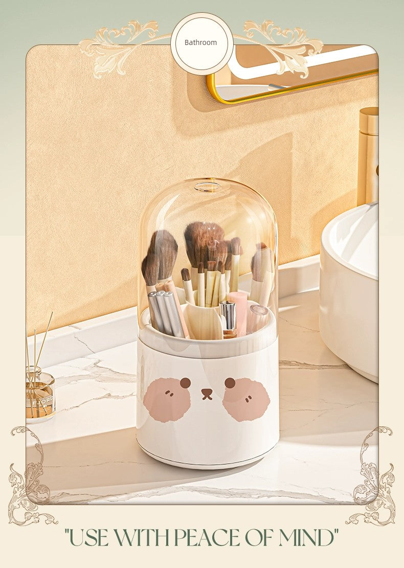 Cosmetic Storage Box Dustproof Rotate Grid Lipstick Eye Shadow Cosmetic Storage Tube Brush Dressing Table Storage Rack