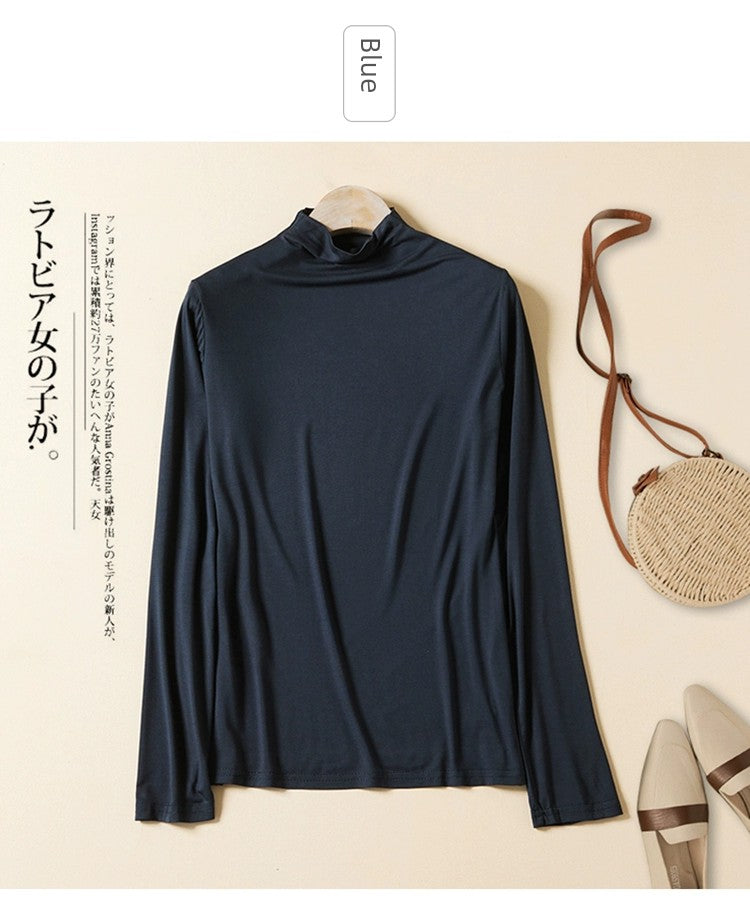 Modal Long Sleeves Slim Fit Slimming Loose Bottoming Shirt