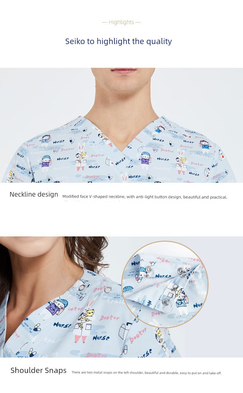 Annuo Printed Nurse Doctor's Pediatric Comfortable Work Clothes