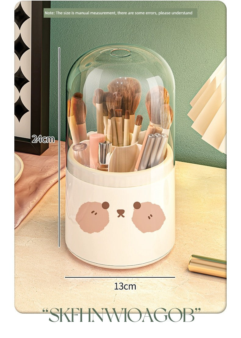 Cosmetic Storage Box Dustproof Rotate Grid Lipstick Eye Shadow Cosmetic Storage Tube Brush Dressing Table Storage Rack