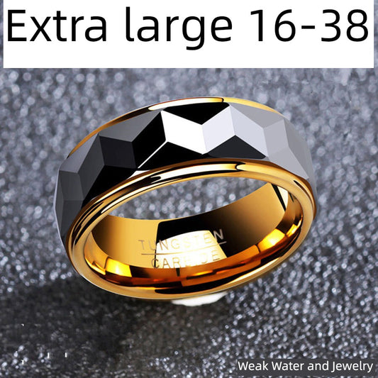 Trendy Men's Extra Large Tungsten Gold Widened Cut Business Ring