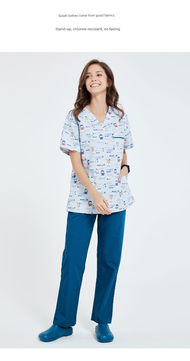 Annuo Printed Nurse Doctor's Pediatric Comfortable Work Clothes