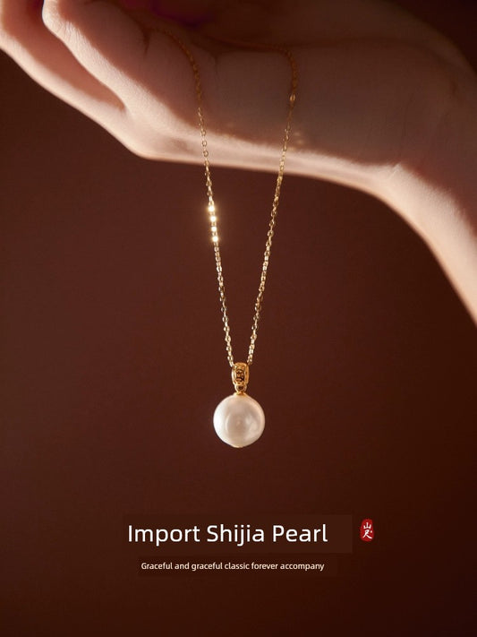 Snow Girl Shijia Retro Single Pendant Pearl Necklace