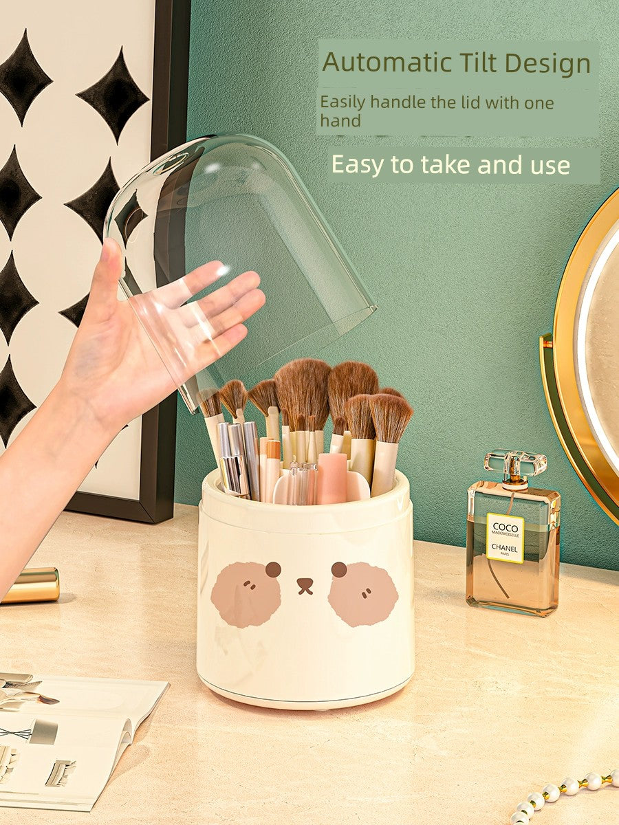 Cosmetic Storage Box Dustproof Rotate Grid Lipstick Eye Shadow Cosmetic Storage Tube Brush Dressing Table Storage Rack