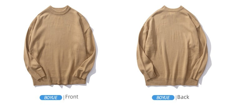 Boyue Casual Simple Hong Kong Style round Neck Sweater