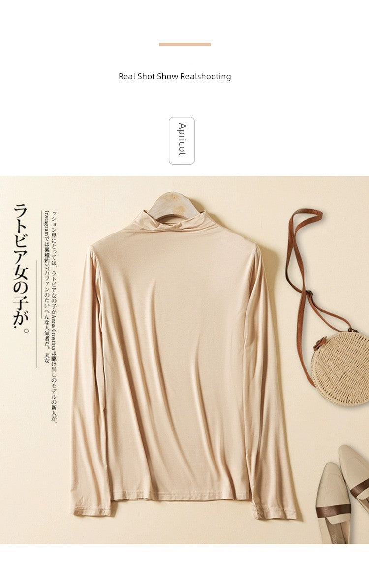 Modal Long Sleeves Slim Fit Slimming Loose Bottoming Shirt