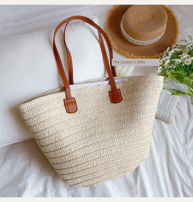 Women's French-Style One-Shoulder Seaside Holiday Straw Woven Bag