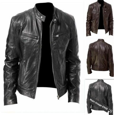 Men's Leather Jacket Bomber Motorcycle Biker Jackets Men's PU Leather Jacket