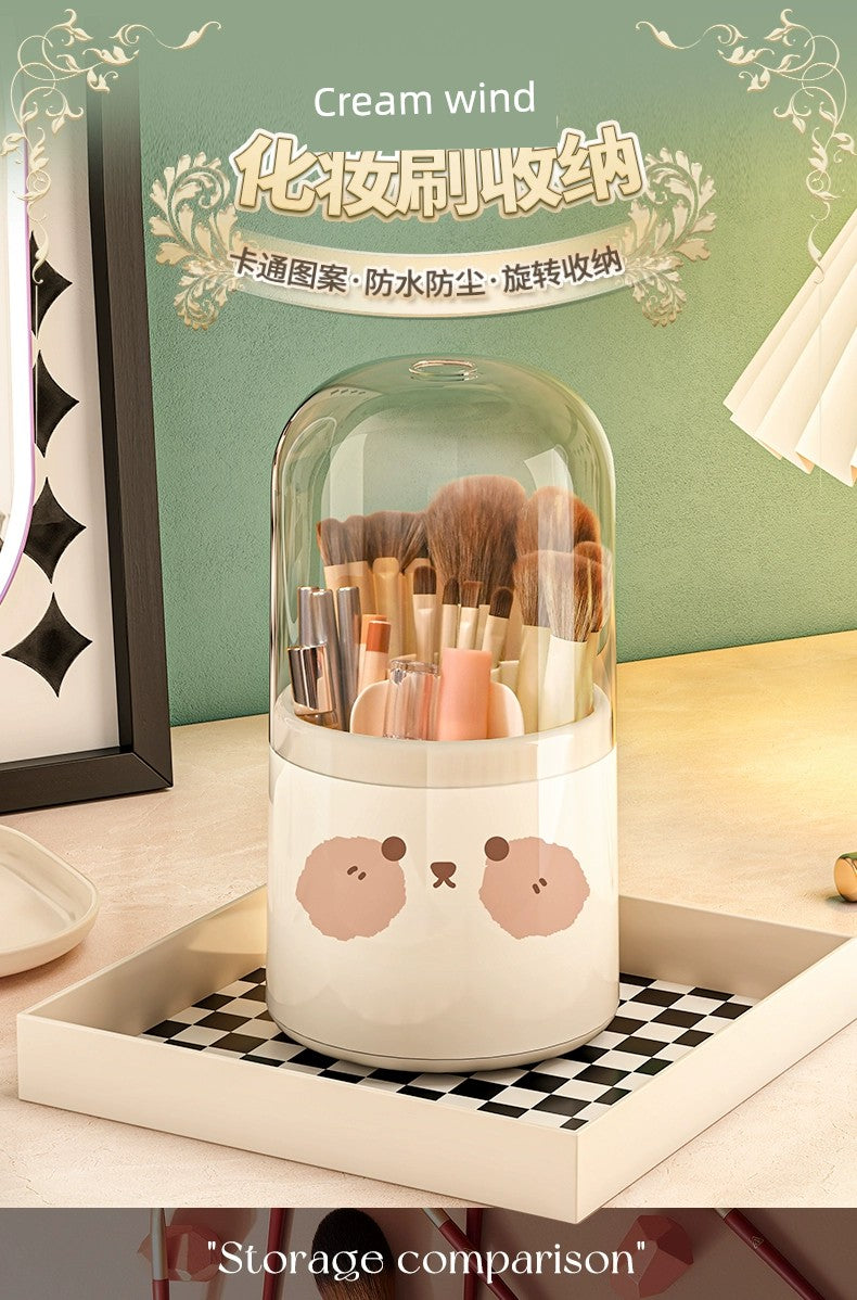 Cosmetic Storage Box Dustproof Rotate Grid Lipstick Eye Shadow Cosmetic Storage Tube Brush Dressing Table Storage Rack