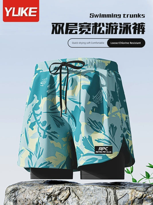 Swimming Trunks Men's Quick-Drying Plus Size Anti-Embarrassment 2024 New Arrival Swimming Trunks Professional Beach Pants Full Set Swimming Equipment