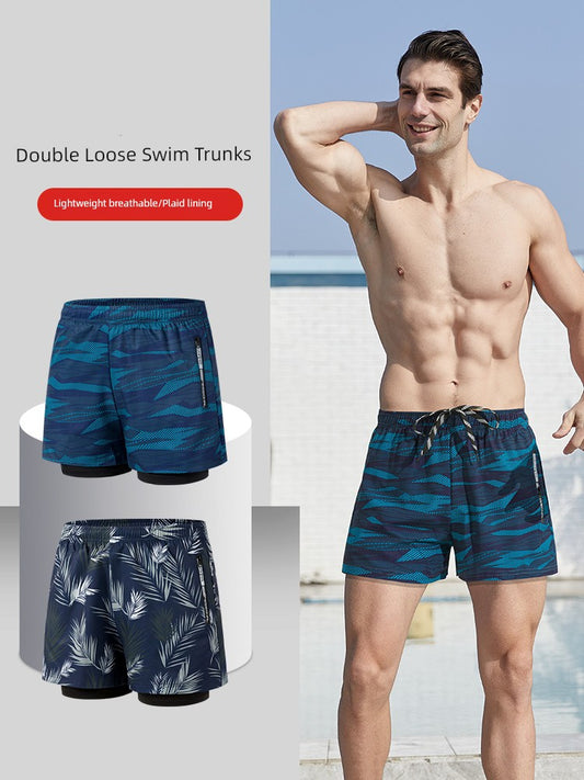 Swimming Trunks Men's Anti-Embarrassment Loose Quick-Drying Men Swimming Trunks Boxer Swimsuit Suit Beach Pants Hot Spring Swimming Equipment