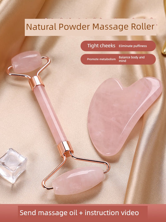 Face Massage Roller Instrument Ball Handy Gadget Natural Jade Pink Crystal Face Slimming Female Manual Lifting Beauty Facial