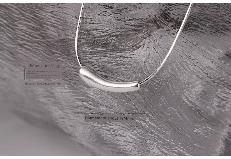 Niche Style Brand 925 Sterling Silver Eggplant Necklace Plain Silver Geometric Peas Stylish Minimalist Chic Cold Style