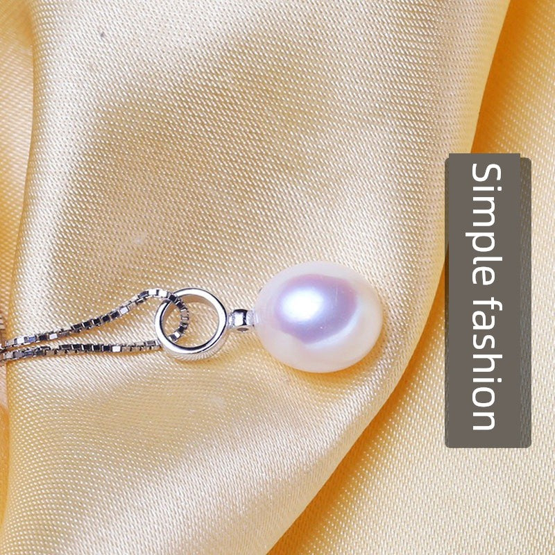 Classic Simple 925 Silver Necklace Freshwater Pearl