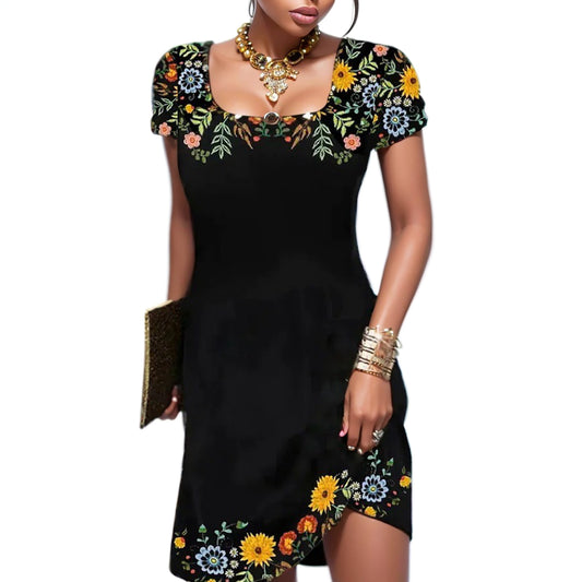 Fashion Women's Fashion Print Short Sleeve Dress