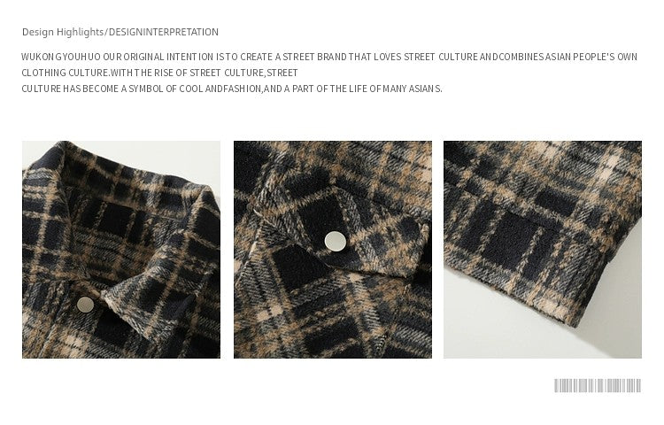 Wukong Is Available Plaid Lapel Autumn Loose Shirt