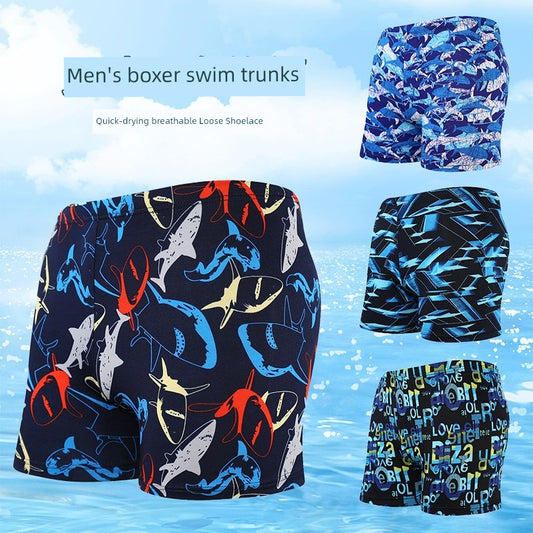 Swimming Trunks Men's Boxer Loose Plus Size Anti-Embarrassment Swimming Trunks Swimsuit Adult Hot Spring Swimming Equipment Shorts Manufacturer