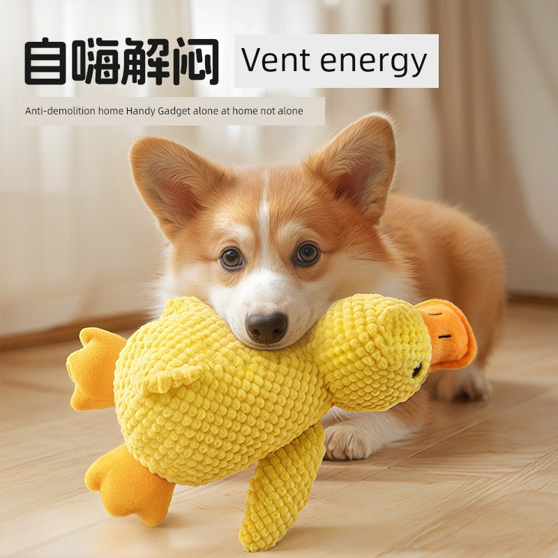 Relieving Boredom to Sleep with Yellow Duck Bichon Corgi Self-Hi Dog