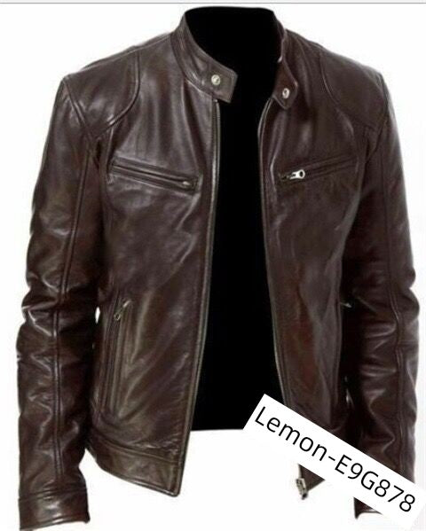 Men's Leather Jacket Bomber Motorcycle Biker Jackets Men's PU Leather Jacket