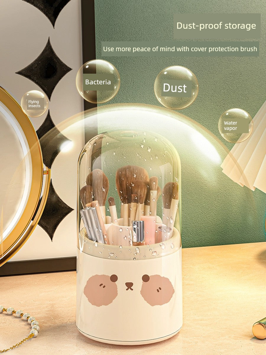 Cosmetic Storage Box Dustproof Rotate Grid Lipstick Eye Shadow Cosmetic Storage Tube Brush Dressing Table Storage Rack