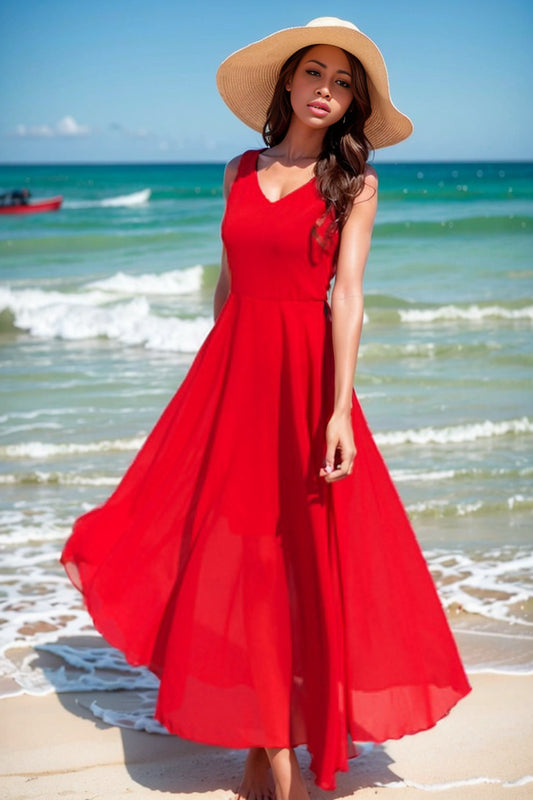 Bohemia Long Dress Beach Skirt Women's Summer 2024 New Arrival Seaside Vacation Skirt Swing Slim Looking Chiffon Dress