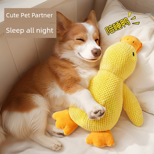 Relieving Boredom to Sleep with Yellow Duck Bichon Corgi Self-Hi Dog