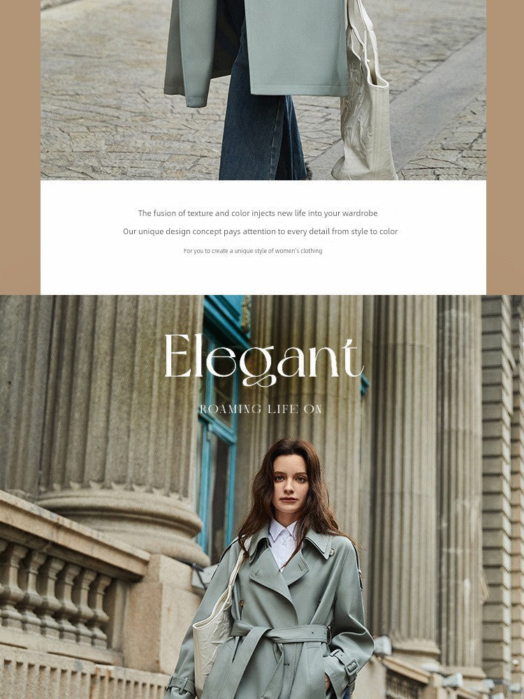 Detachable Double Collar Extended Trench Coat Retro British Style Coat 2024 Spring & Fall New Arrival