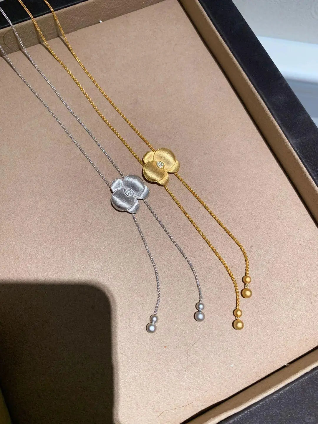 925 silver elegant butterfly orchid necklace new in brushed velvet pearl tassel layered flower collarbone chain wedding jewelry