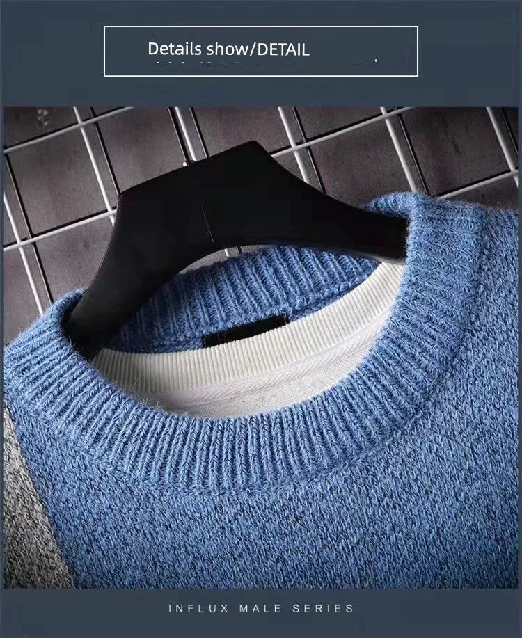 Autumn and Winter Sweater Men's Loose K-style Trendy All-Matching Warm Cotton Knitwear Teenagers Casual Long Sleeves Knitwear round Neck