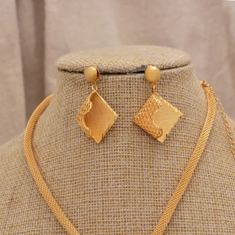 Jewelry Set For Women  Gold Plated With Necklace Pendant Nigerian Wedding Jewelry