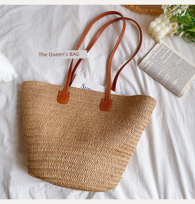 Women's French-Style One-Shoulder Seaside Holiday Straw Woven Bag