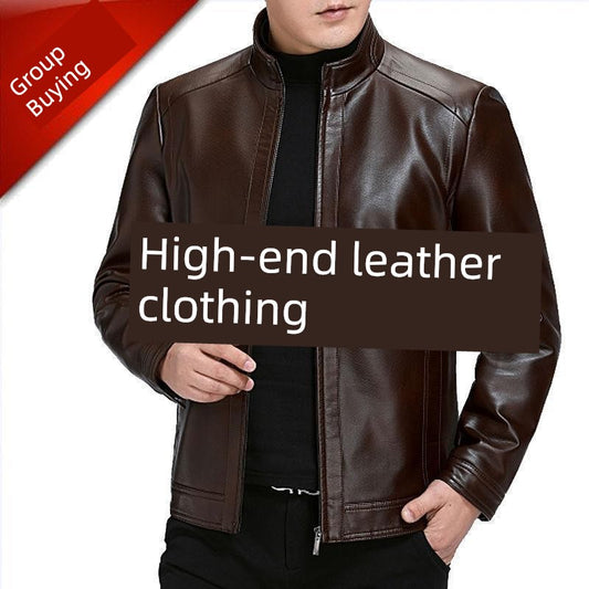 Real Good Spring Autumn and Winter Business Casual Daddy's Leather Jacket