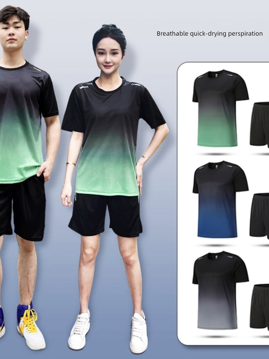 Summer Quick-Drying Top Short Sleeve Training Gray Sports Suit