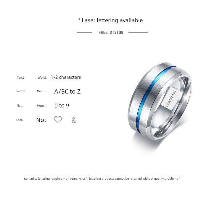 Trendy Brand Single Ring Men's Personality Hipster Titanium Steel Ring Ring Japanese and Korean Style Student Simple Men Little Finger Ring Women