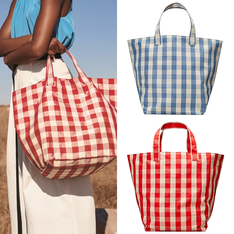 Qjby Fashion Trendy Minimalist Plaid Tote Bag