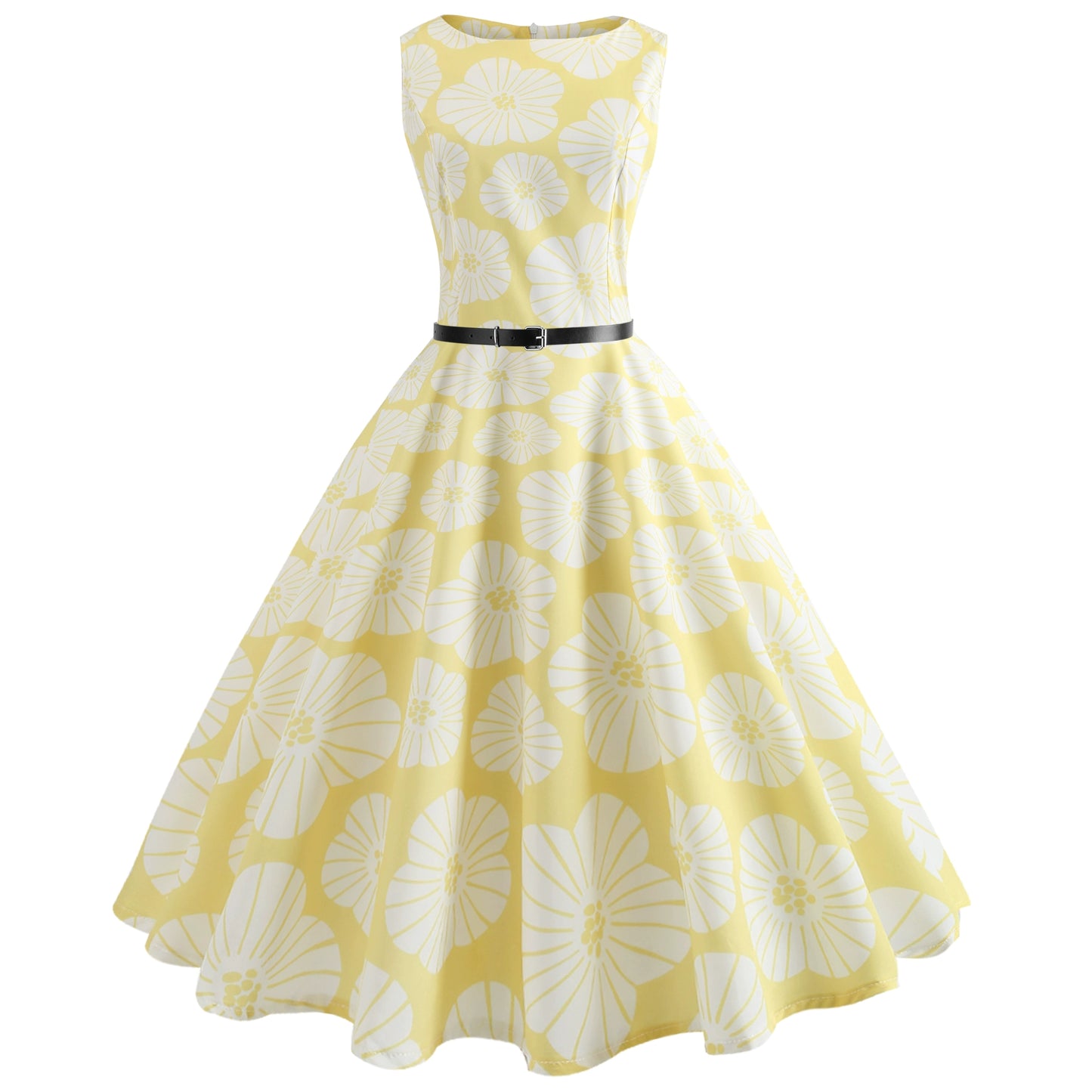 S50 Vintage Hepburn Style Belted Dress