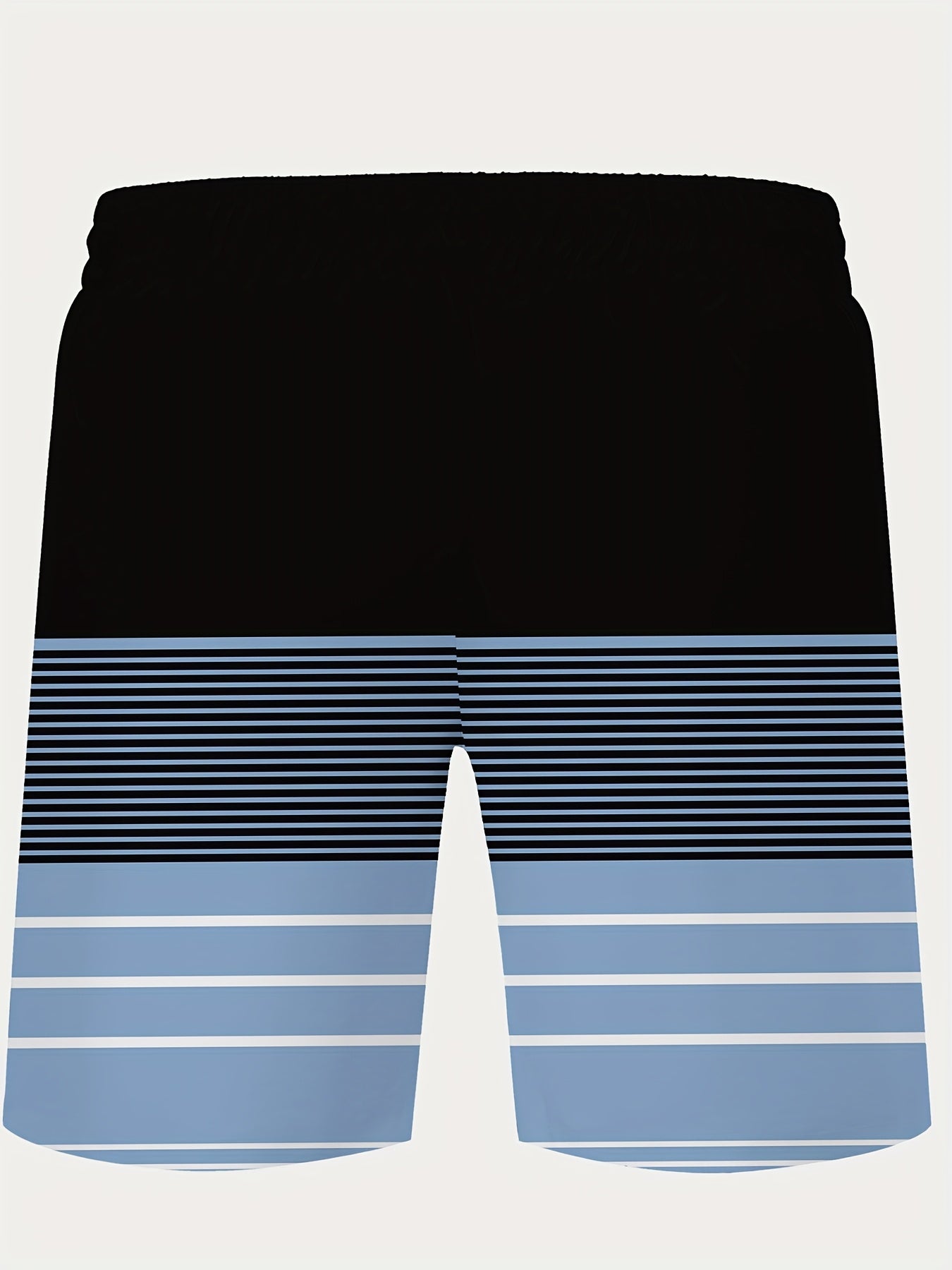 Men's Striped Casual Beach Shorts, 100% Polyester, with Drawstring, Printed Swim Trunks