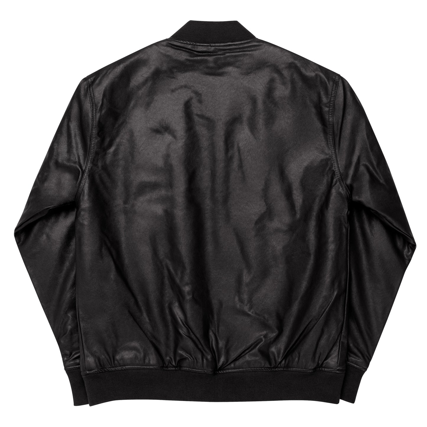 Leather Bomber Jacket With Embroidered Diamond